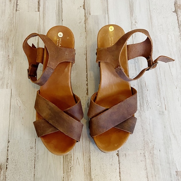 Mila Paoli | Womens Brown Leather Strap Platform Sandals | Size: 9.5 - Picture 3 of 13